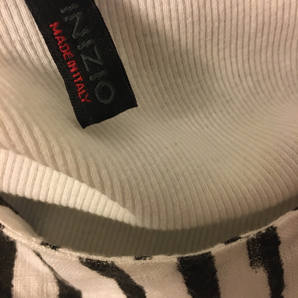 Inizio linen asymmetric sleeveless top black white stripe m - Picture 6 of 7